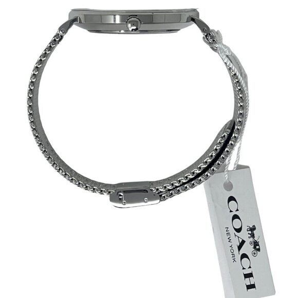 Coach Charles Silver Blue Mesh Bracelet Watch, New - Picture 7 of 7